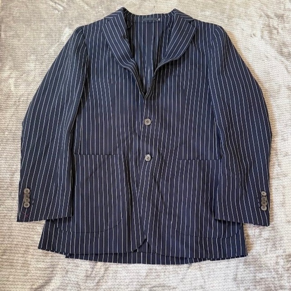 Suitsupply Navy Blue Pinstripe Pure Wool Blazer Cerruti iTravel Unstructured 38R